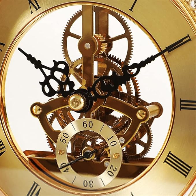 Brass Vintage Table Clock Luxury Living Room Office Quartz Alarm Home Decoration Retro Desk Watch Gift