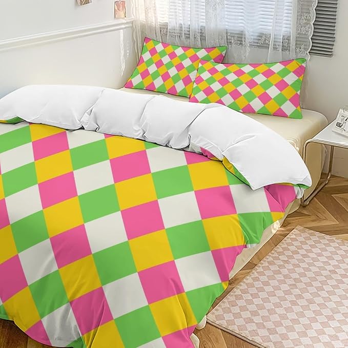 Rainbow Duvet Cover Set, Rainbow Lines Pattern Spectrum of Colors Abstract Art Decorative，Aesthetic Abstract Art Bedding 3 Piece (1 Duvet Cover 86"x70" + 2 Pillow Sham 20"x30")
