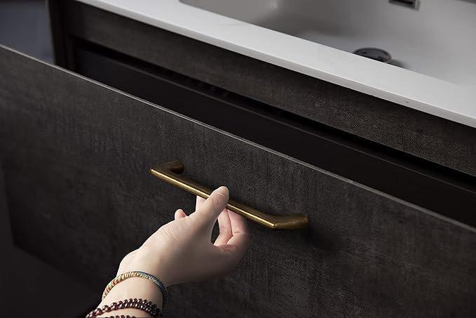 Goo-Ki Antique Brass Cabinet Pulls with 3.8''(96mm) Hole Centers, Retro Style Zinc Alloy Cabinet Handles for Dresser,Wardrobe,Cupboard- 2 Pack
