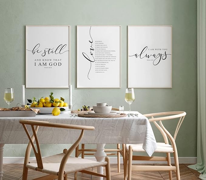 Bible Verse Wall Art Decor Scripture Canvas Wall Art Christian Pictures Inspirational Artwork Scripture Bible Verse Posters Christian Paintings for Living Room Bedroom 16x24 Inch Unframed Set of 3
