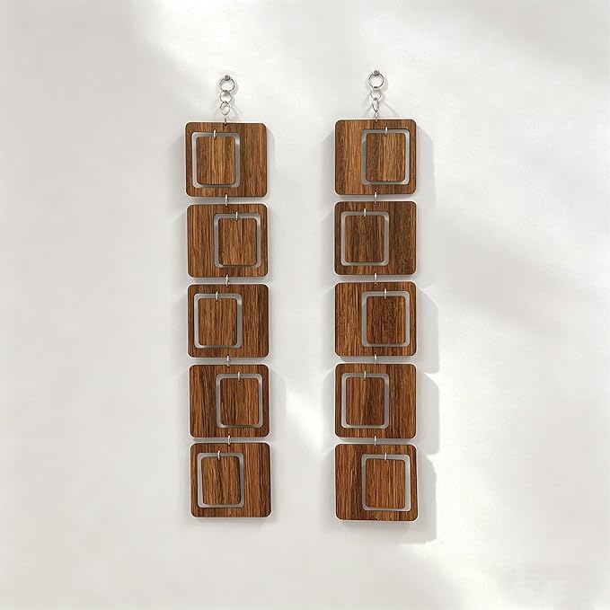 20PCS Retro Mid Century Modern Wall Art MCM Decor for Living Room Bedroom Kitchen Study, Walnut Wood Texture 16.5"x51.3"