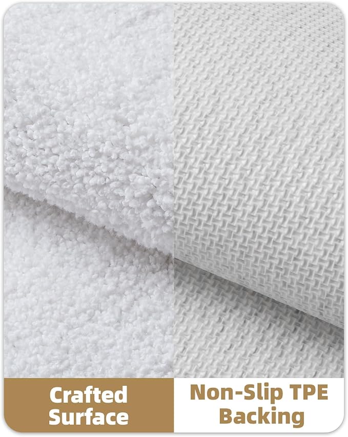 Color&Geometry Simple and Stylish Bath Mats for Bathroom Non Slip, 20"x32" White Bathroom Rugs, Absorbent, Soft, Washable, Microfiber Shower Mat