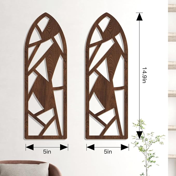 Zzbakress 2 Pcs Mid Century Modern Wall Decor Wooden Abstract Geometric Art for Home Living Room Bedroom (Style H)