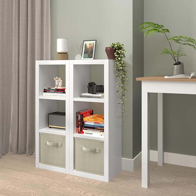 furtble 3 Cube Storage Organizer Shelf, 2-Pack White Cube Bookcase, Morden Bookshelf for Bedroom, Living Room, Closet, Office, 11.2" D x 13.38" W x 35.82" H