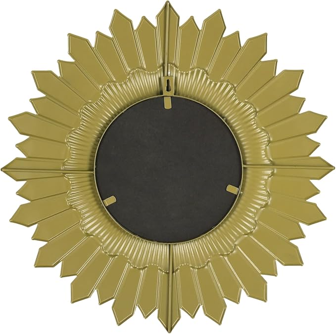 NIKKY HOME Vintage Sunburst Round Wall Mirror, 17.8 Inch Metal Framed Decorative Large Mirror for Bathroom, Living Room, Office, Gold Finish