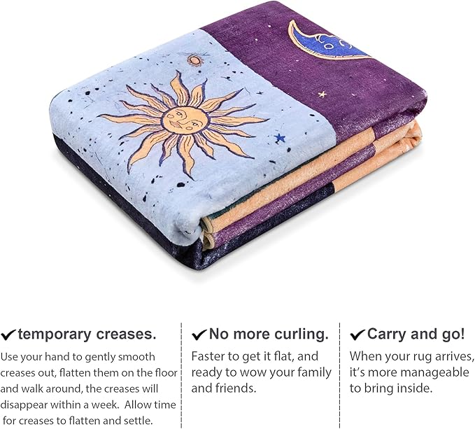 Boho Sun and Moon Washable Rug Ultra Thin, Vintage Mystical Celestial Checkerboard 5x7 Area Rug for Living Room Entryway Kitchen Dorm, Hippie Retro Aesthetic Cute Trendy Indie Bedroom Accent Carpet