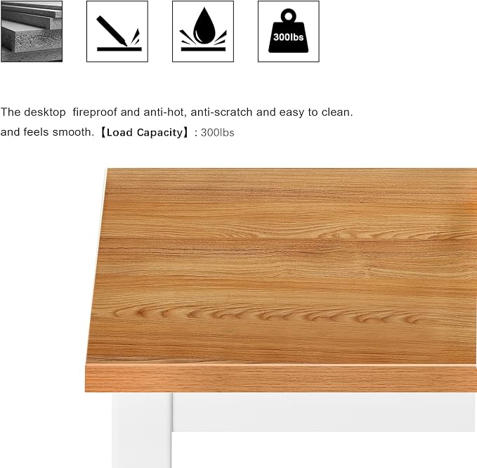 Need 39.4 inch Small Computer Desk, Sturdy Writing Desk for Small Spaces, Teens Computer Desks Study Table Laptop for Home Office, White Metal Frame, Teak Tabletop