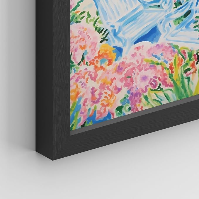 SIGNWIN Framed Tropical and Floral Bright Botanical Preppy Room Decor Pink Decor Digital Art Modern Art Decorative Multicolor Scenic for Bedroom - 12"x16"x4 Black