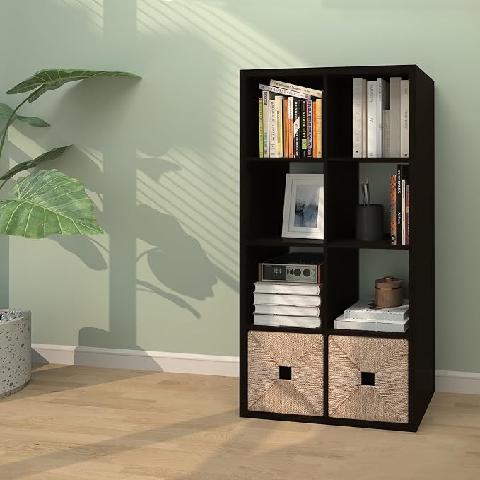 CTESNE【2026 Wooden Thick Frame 8 Cube Storage Organizer Shelf with Anti-Tipping Kits + Reversible Open Back Bookcase, Horizontal and Vertical Dual-use（Chocolate,11inch）