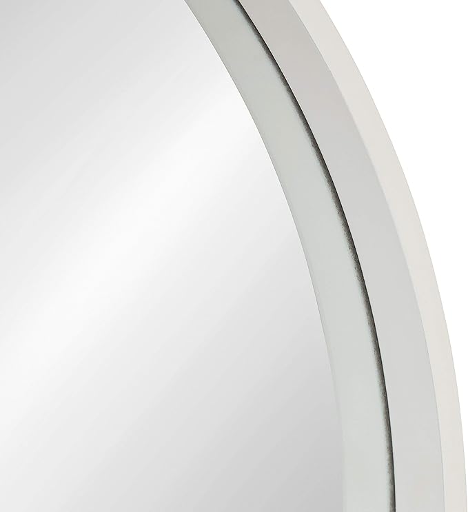 Kate and Laurel Travis Round Wood Wall Mirror, 25.6" Diameter, White, Modern Wall Décor Accent