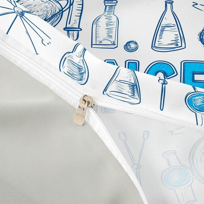 Science Students Duvet Cover Set Chemical Equation Girl Toddler Bedding Set for Preteen Boys Girls | Students School Study Comforter Cover Back To School Supplies Bed Sets, Room Decor Aesthetic
