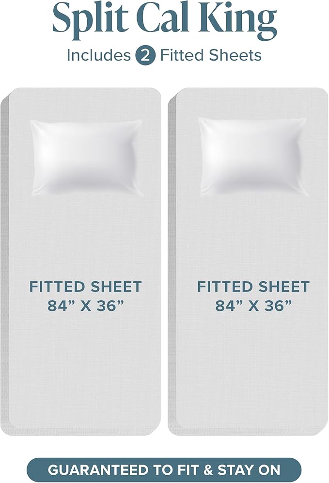 Bare Home Split California King Sheet Set - 1800 Ultra-Soft Microfiber Bed Sheets - Double Brushed - Deep Pockets - Easy Fit - 5 Piece Set - Bed Sheets (Split Cal King, Black)