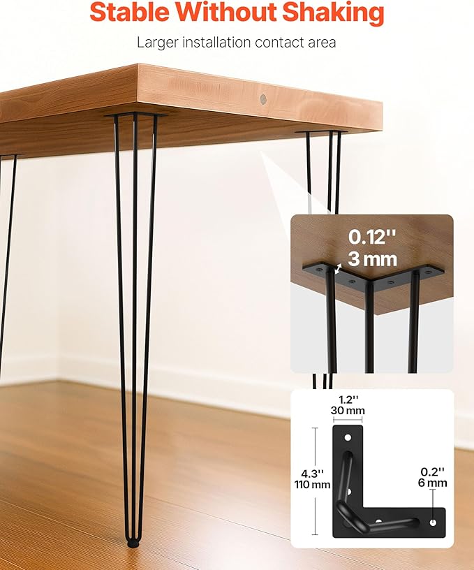 VEVOR Hairpin Table Legs 36 in Black Set of 4 Desk Legs 220 lbs Load Capacity Each Leg Hairpin Desk Legs 3 Rods for Bench Desk Dining End Table Chairs Carbon Steel DIY Heavy Duty Furniture Legs