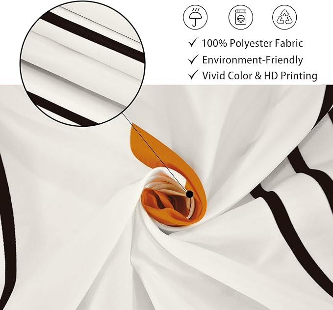Boho Mid Century Shower Curtain, Modern Abstract Arch Sun Ivory Machine Washable Waterproof Fabric for Bathroom Decor Bathtub with 10 Hooks 60Wx72H