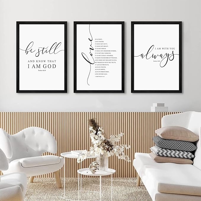 Tanmart Bible Verse Wall Art Decor Scripture Canvas Wall Art Christian Pictures Inspirational Artwork Scripture Bible Verse Posters Christian Paintings for Living Room Bedroom 16x24 Inch Black Framed