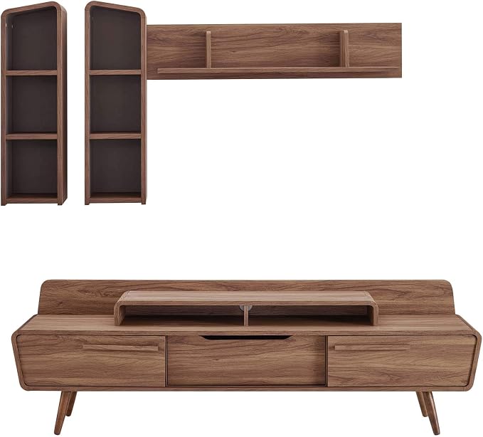 Modway Omnistand 2 Piece Entertainment Center, Walnut Gray