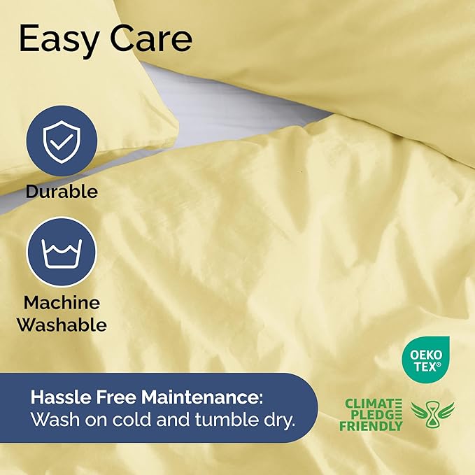 Duvet Cover Twin/Twin XL Size - Extra Soft Twin/Twin XL Size Duvet Cover - Lightweight & Breathable & Fade Free with Zipper Closures and Ties - 68" x 90" Inches - (Yellow) Comforter Not Included