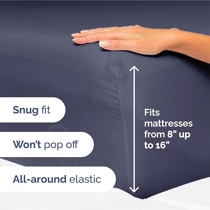 Hotel Luxury Durable Bed Sheets - Full Size 4 Piece Sheet Set - Extra Soft, Breathable & Cooling - Deep Pockets, Easy-Fit & Wrinkle-Free - Deep Slate Blue Oeko-Tex