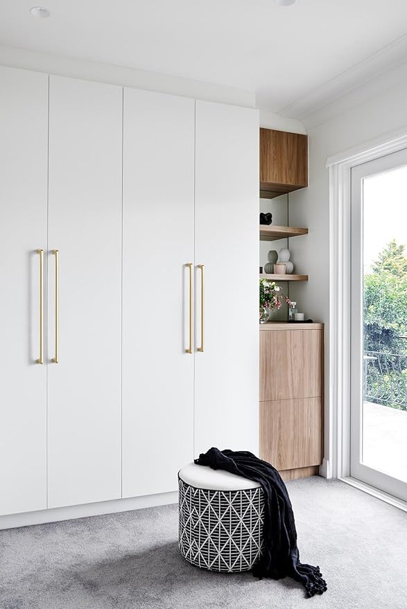 Goo-Ki Light Brass Cabinet Pulls with 10'' Hole Centers, Modern Style Zinc Alloy Cabinet Handles for Dresser,Wardrobe,Cupboard- 6 Pack