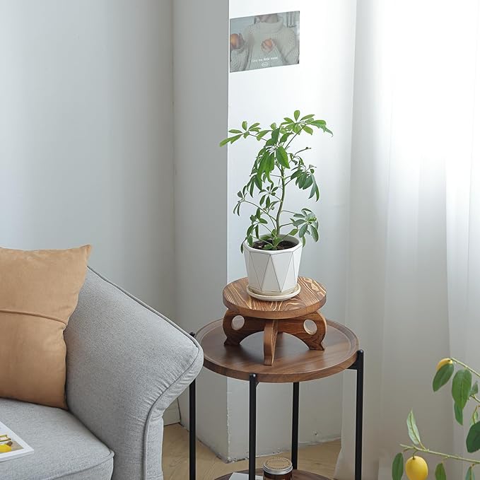 Decorative Corner Planter Wooden Plant Stands Indoor Plant Holder Riser Round Display Stands Farmhouse Display Stool Flower Holder Pedestal Board Pine