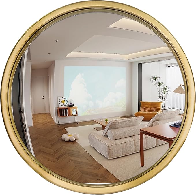 12" Gold Round Convex Mirror, Small Circle Wall Mirror with Thick Metal Framed, Round Decorative Wall Mirror for Bathroom, Vanity