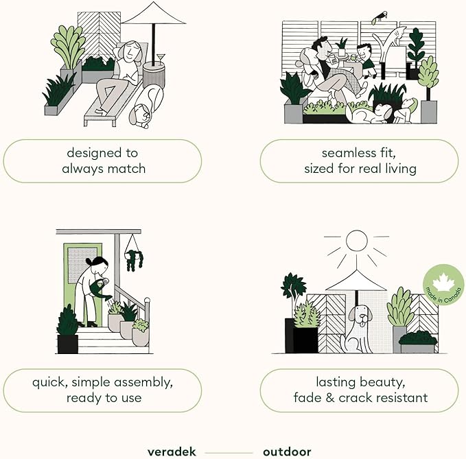 Veradek Demi Series Round Planter w/Stand for Porch/Patio | Durable Plastic-Stone Composite & Wooden Stand | Modern Décor for Tall Plants, Flowers