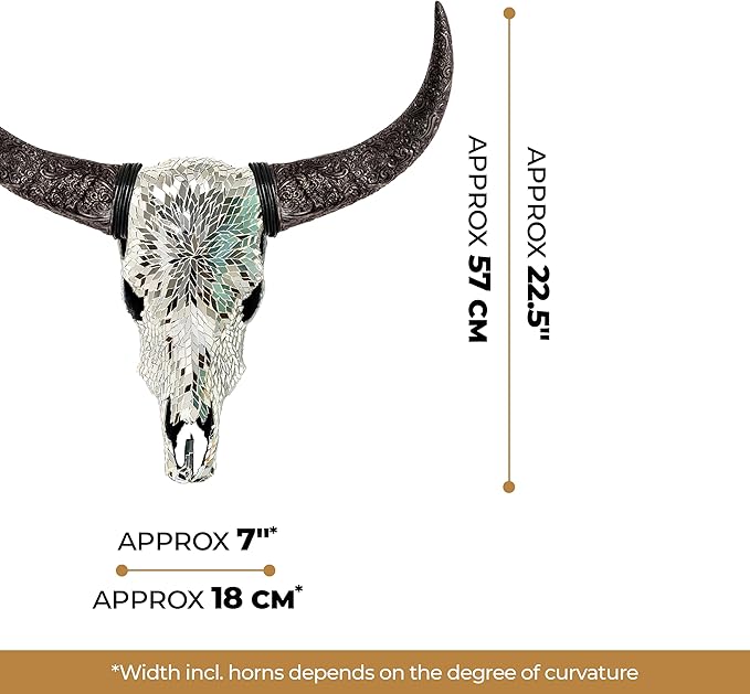 Skull Bliss - Hand-Crafted Real Authentic Taxidermy Cow Skull/Bull Skull Wall Decor with Horns/Real Animal Cow Skull Wall Decor (Hand-Carved Horns)