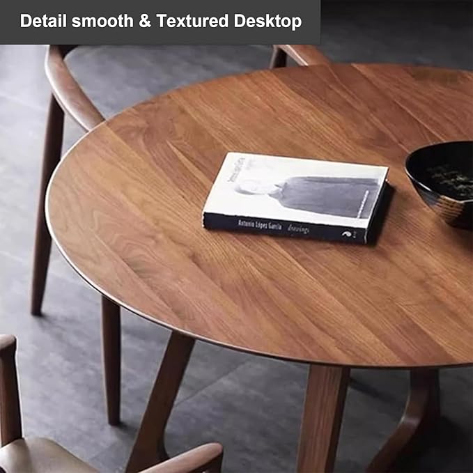 Mid Century Modern Dining Table Round Solid Wood Kitchen Dining Room Tables Rustic Pedestal Table Small Leisure Coffee Table for 2,4 People for Living Room(Wood Color,70 * 75cm)