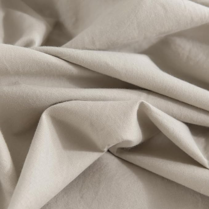 NEXHOME PRO 100% Washed Cotton Duvet Cover Full Size, Ogranic Natural Linen Feel Breathable Bedding Set with Zipper Closure, 3 Pieces Duvet Cover Set Linen (No Comfortert) 8090