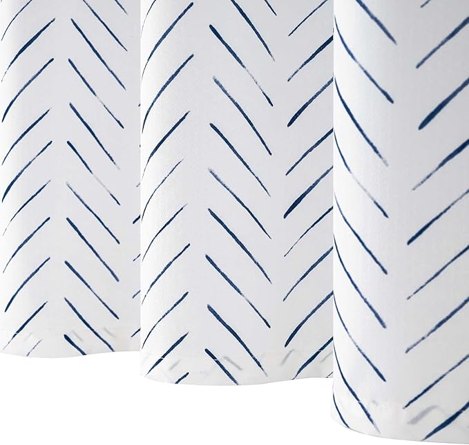 jinchan Small Stall Blue and White Shower Curtain 36x72 Inches Inky Herringbone Chevron Zig Zag Waterproof Fabric Modern Farmhouse Shower Curtains for Bathroom with 7 Hooks