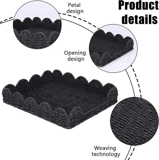 Woven Letter Tray, Paper Tray Organizer for Papers, Documents, Folders, Notebooks, and Stationery, Magazine File Holder, Mail Basket, Desk Organizers and Accessories, Office School Home Storage, Black