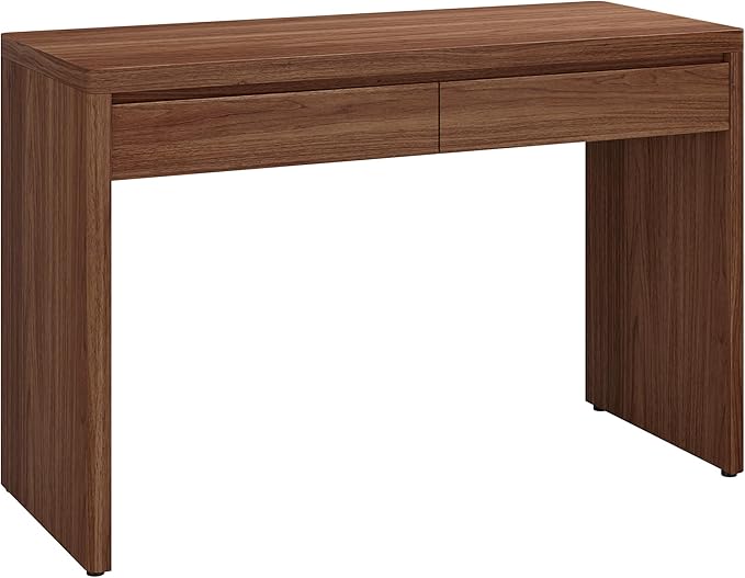 Henn&Hart 48" Modern Rectangular Wooden Home Office Desk Computer Desk Writing Table with 2 Storage Drawers for Home Office, Medium Walnut