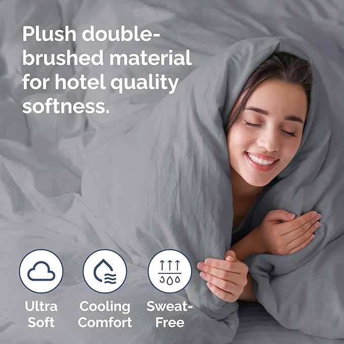 Duvet Cover King Size - Extra Soft King Size Duvet Cover - Lightweight & Breathable - Easy Care & Fade Free with Zipper Closures & Ties - 104" x 90" Inches - (Steel Blue) Comforter Not Included