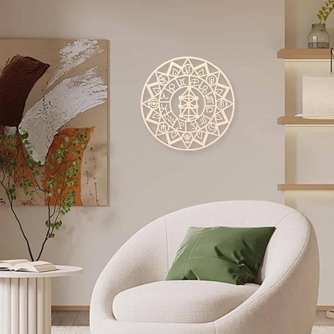 HouseVibe Geometric Wood Wall Art Ornament Creative Collection 11.8 Inch Wall Sculpture Hanging Decoration for Office Dining Room Entryway- Style D