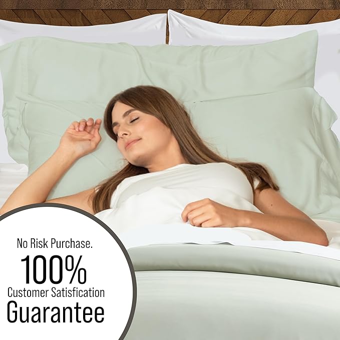 Bella Coterie Luxury Bamboo Viscose Queen Size Duvet Cover Set | 100% Organically Grown | Corner Ties | Ultra Soft | Cooling | Two Pillow Shams | 90 x 94 | No Insert [Sea Glass]