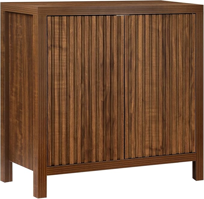 ZYBT Fluted Sideboard Buffet Cabinet, Mid Century Modern Accent Cabinet with 2 Doors and Adjustable Shelf, Storage Cupboard Credenza Console Table for Living Kitchen Dining Room Hallway