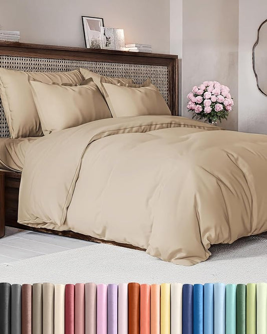 Duvet Cover Full Size - Extra Soft Full Size Duvet Cover - Lightweight, Breathable & Cozy - Easy Care & Fade Free with Zipper Closures & Ties - 80" x 90" Inches - (Cream) Comforter Not Included