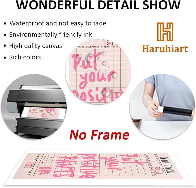 Pink Aesthetic Paintings Guest Check Poster Bar Cart Canvas Wall Art Pink Modern Pictures Trendy Preppy Posters Funny Quote Pictures Vintage Funky Canvas Wall Art for Bedroom Living Room 16x24in
