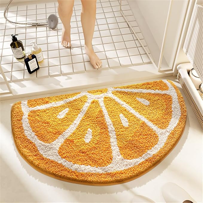 Ankah Fruit Bath Mats Cute Bathroom Rugs, Particularly Absorbent, Very Soft, and Dry Fast That Fits for Kid's Room, Bathroom or Other Room, 17.7" x 31.5", Orange