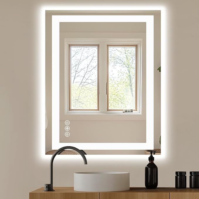 NEWBULIG Wall Mirror, Bathroom Mirror for Over Sink, Matte Metal Framed Vanity Mirror, Wall Decor for Bedroom, Tempered Glass