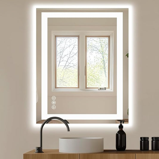 NEWBULIG Wall Mirror, Bathroom Mirror for Over Sink, Matte Metal Framed Vanity Mirror, Wall Decor for Bedroom, Tempered Glass