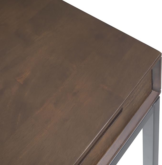 SIMPLIHOME Banting Desk - 60 Inch Wide Solid Wood and Metal Writing Desk in Walnut Brown, Modern Industrial Home Office Computer Table for Study with 2 Drawers and Flip-Down Keyboard Tray