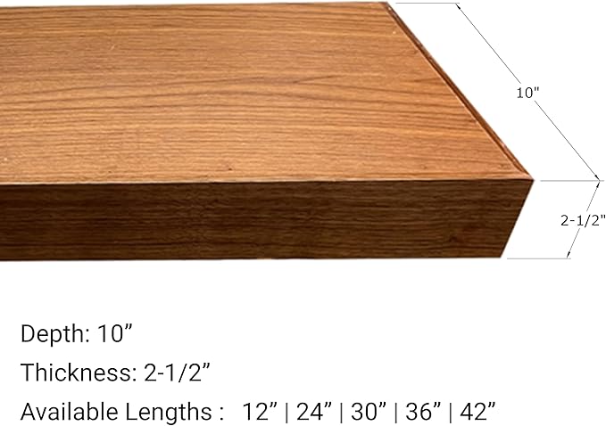 Rok Hardware Single Piece Floating Kitchen Shelf, 42 Inch (1067mm) Length x 10 Inch (254mm) Depth, Wall Mounted, White Oak Finish Floating Shelf for Bathroom, Living Room FLO42X10OAK