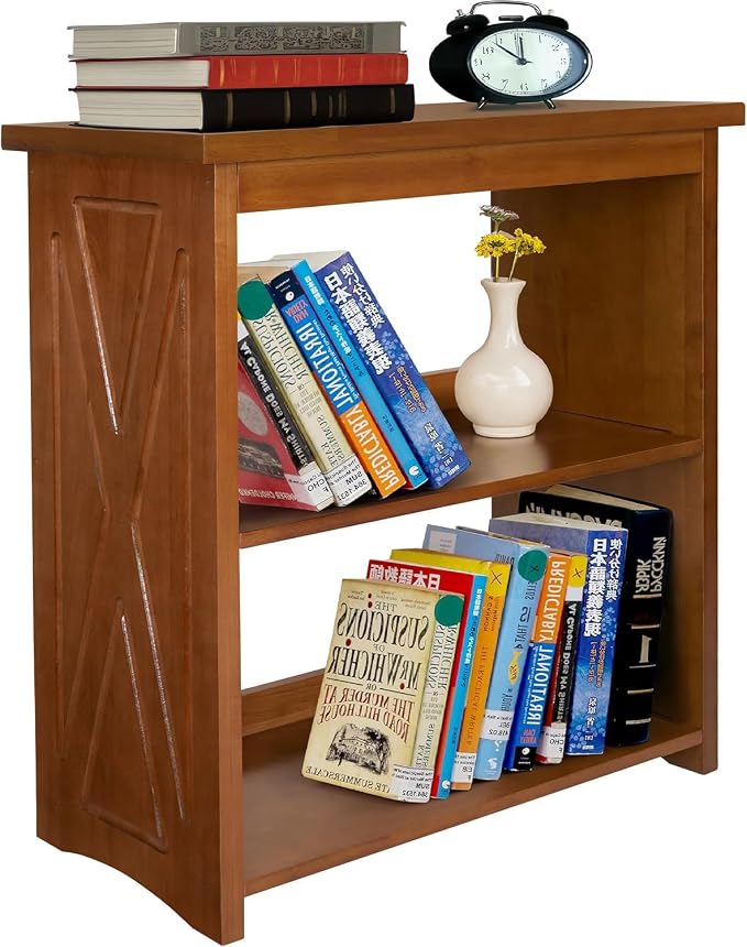 Rustic Bedside Table with Storage Shelf, Wood End Table for Bedroom & Living Room, Narrow Farmhouse Side Table, Modern Nightstand for Bedroom, Living Room and Office (Brown)