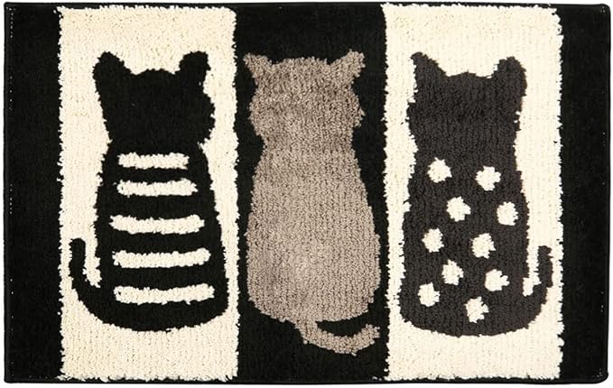 Hi Space Cat Bathroom Rugs 25.6x18IN Kitty Bath Mat for Bathroom Non Slip Machine Washable Soft Microfiber Absorbent Cute Bath Rug Plush for Tub Shower Sink Fluffy Home Decor Accessories