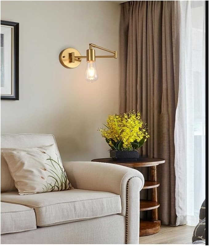 Folding Wall Lamp Retro Rocker Arm Wall Lamp Bedroom Bedside Lamp Iron + Glass Art Living Room Study Reading Wall Sconce Swing Arm Adjustable Vintage Wall Mount Light Sconce (Color : F)
