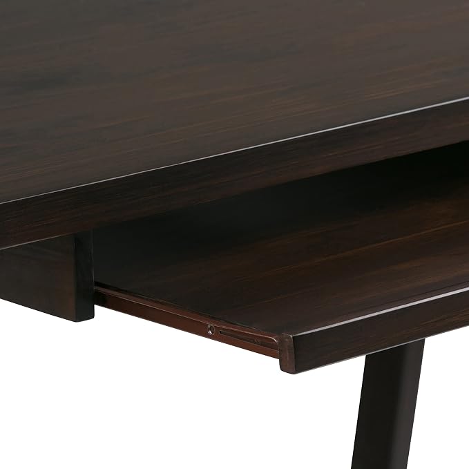 SIMPLIHOME Sawhorse Desk - 60 Inch Wide Solid Wood Writing Desk in Dark Chestnut Brown, Modern Industrial Home Office Computer Table for Workspace with Sawhorse Base and Integrated Keyboard Tray