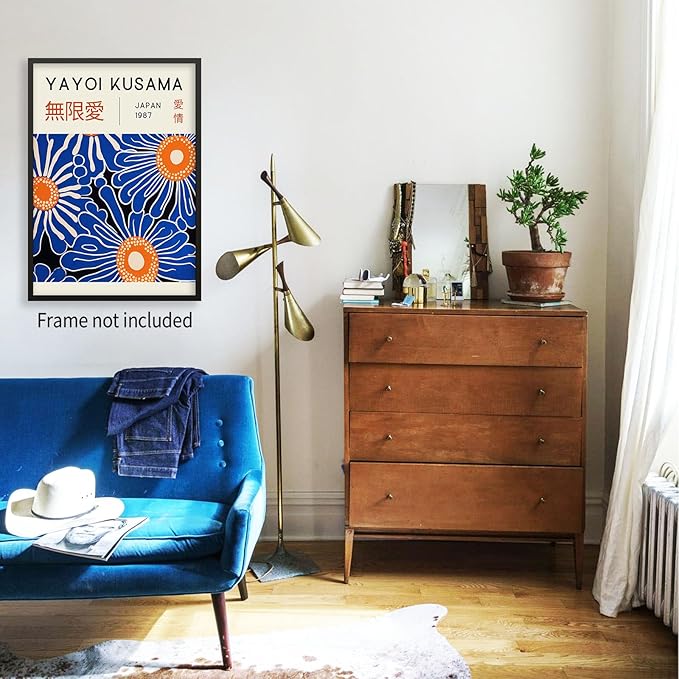 Yayoi Kusama Print Vintage Japanese Wall Art Abstract Yayoi Kusama Poster Minimalist Painting Art Exhibition Suitable for Japanese Bedroom,Living Room Office Decor 11x14in Unframed