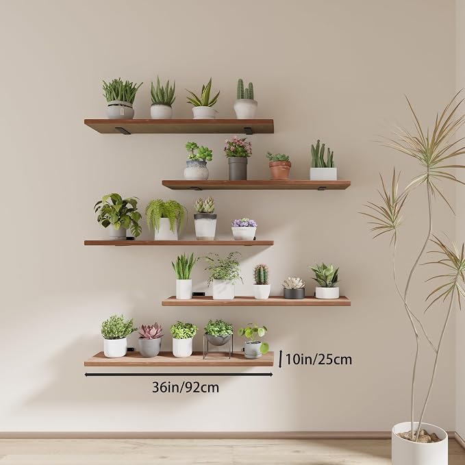 5 Tier Book Shelf,Long Floating Shelf for Wall 36 inch,Wall Mounted Bookshelf with Heavy Duty Brackets,Large Bookcase