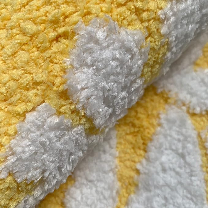 UKELER Soft Yellow Lemon Bath Rug for Kids Non Slip Absorbent Bath Mat Washable Shaggy Kids Bedroom Decor Bathroom Door Mat 31.5''x19.7''